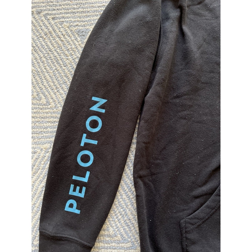 Peloton Full Zip Hooded Sweatshirt - Black w/ Blue Graphic - Large - Picture 2 of 6